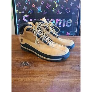 Timberland Boots Euro Dub Size 13 Mens Wheat Tan Black Suede Leather Hiking